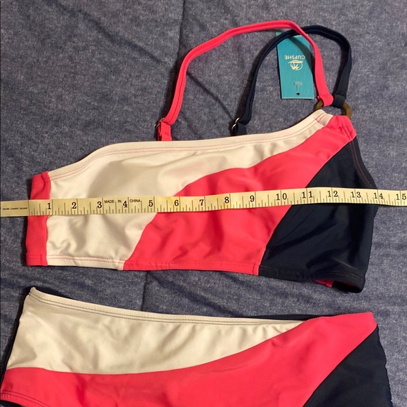 Cupshe Pink. White. Navy Blue Colorblock Bikini Set - Picture 2 of 7